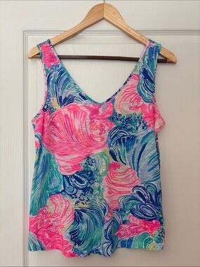 Lilly Pulitzer Pink Blue Green Floral Tank Top